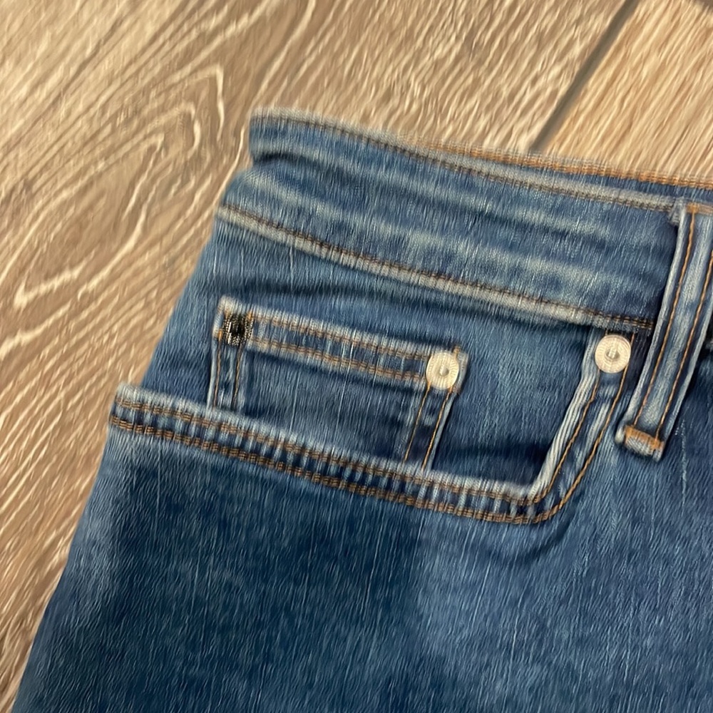 BARELY WORN Dark wash Calvin Klein, jeans skirt, with a few distressed marks - Picture 3 of 5